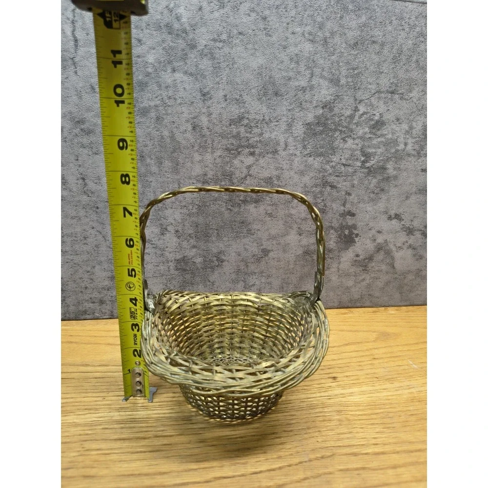 Vintage Oval-Shaped Brass Woven Basket